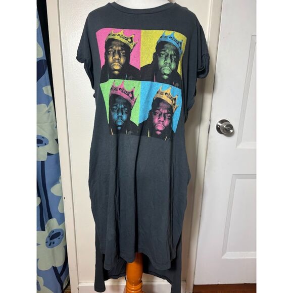 Daydreamer for Free People Biggie Notorious B.I.G Slit Tunic Washed Black Medium - Picture 4 of 6